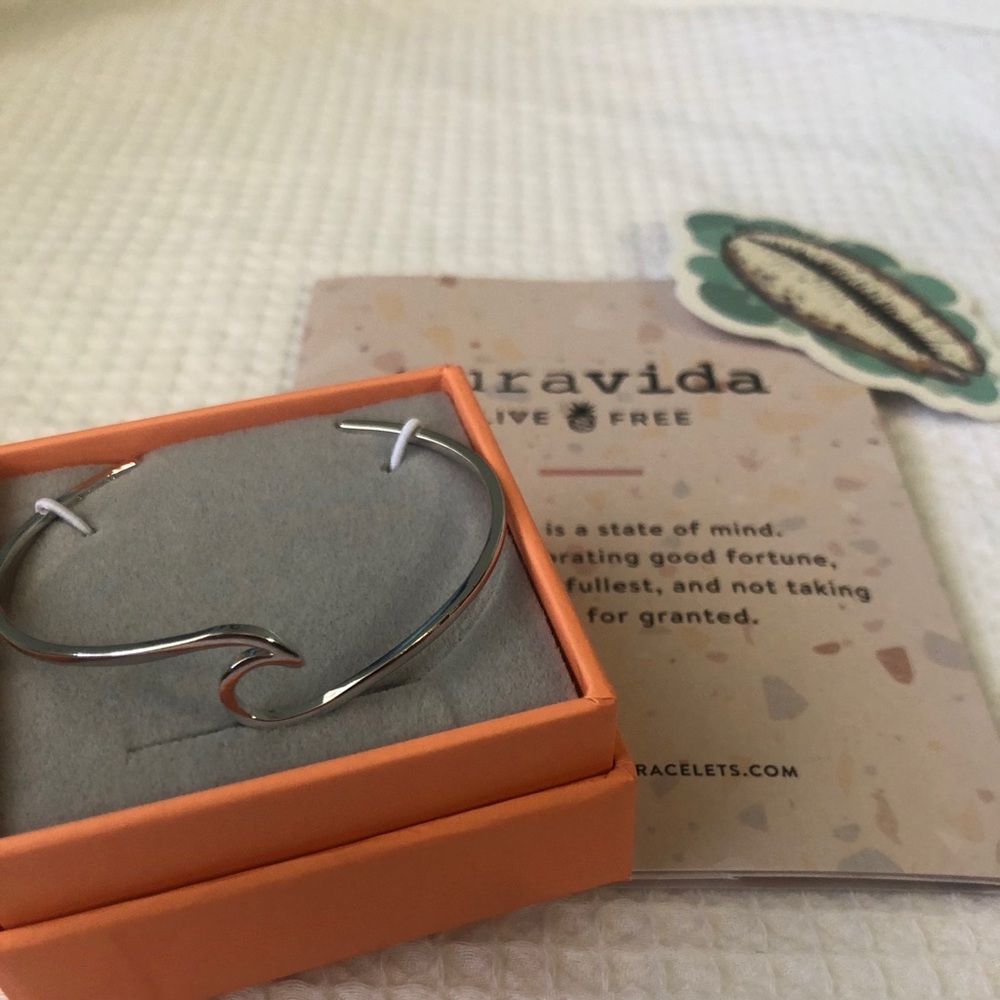 Pura Vida Silver Wave Cuff Bracelet